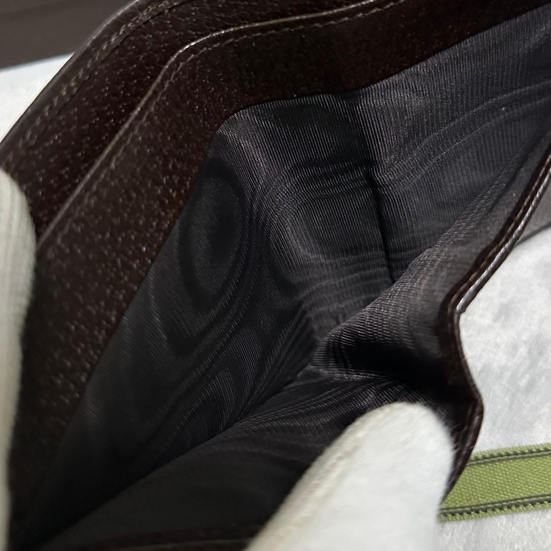 GUCCI グッチ　折り財布　メタルロゴ　キャンバス　GG ブラウン