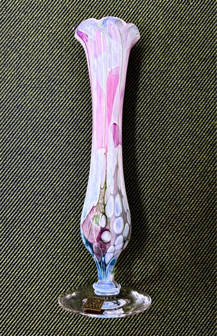 英国 Isle of wight glass アートガラス 花瓶　一輪差