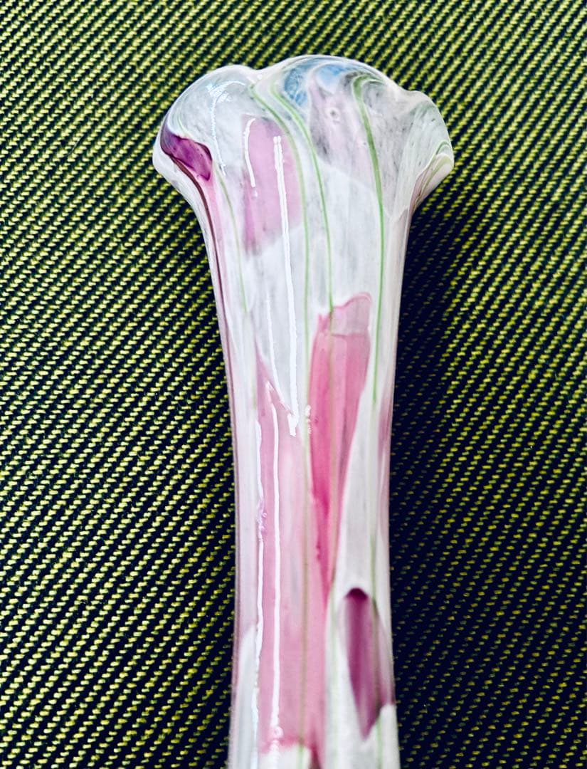 英国 Isle of wight glass アートガラス 花瓶　一輪差