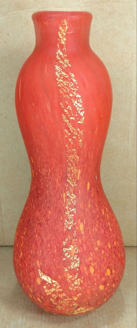 【本物保証】藤田喬平 手吹 金彩花瓶 共箱 美品 高さ23㎝ 個展出品作