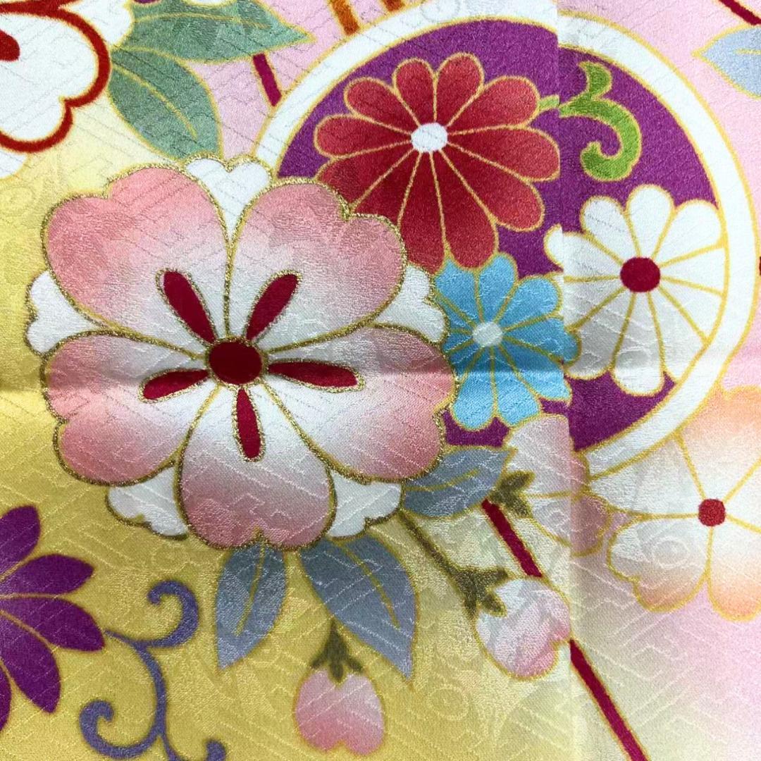 【お得品】 振袖セット 成人式 正絹 古典柄 振袖 黄色 S220 ●