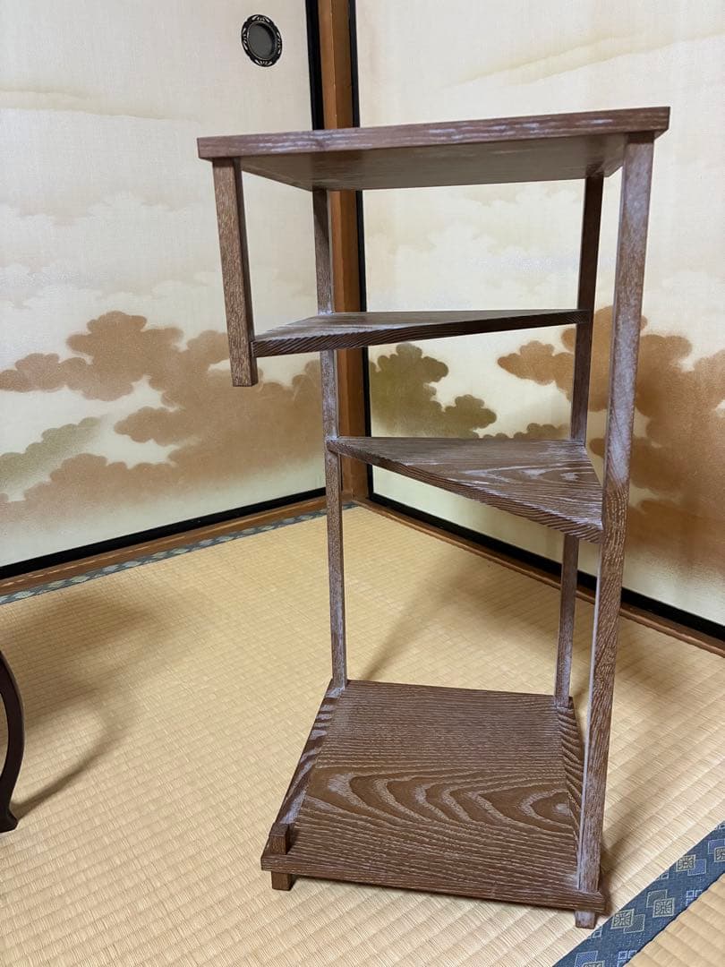 小川流煎茶棚手前として利用可 木製 階段状棚 茶道具収納