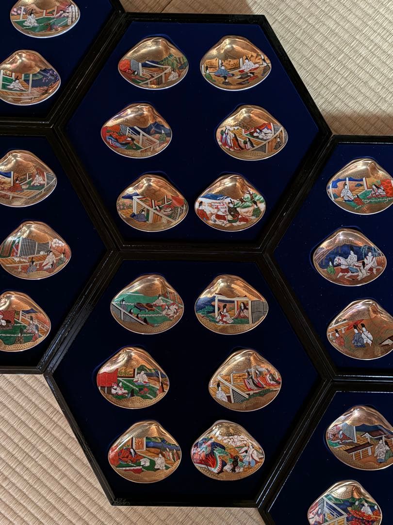0002【蒔絵箱付・限定コレクション】源氏物語 貝合せ 貝絵皿54枚 光る君へ