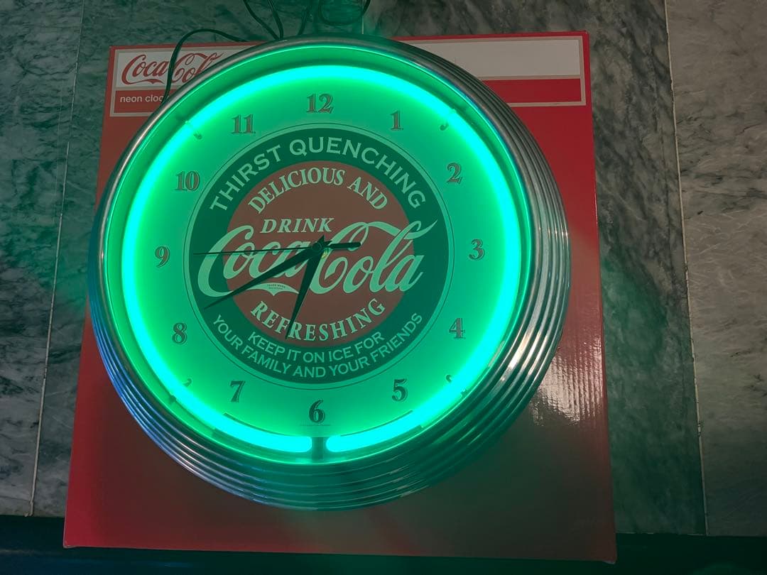 Coca-Cola ネオンサイン掛時計 アダプター 元箱付