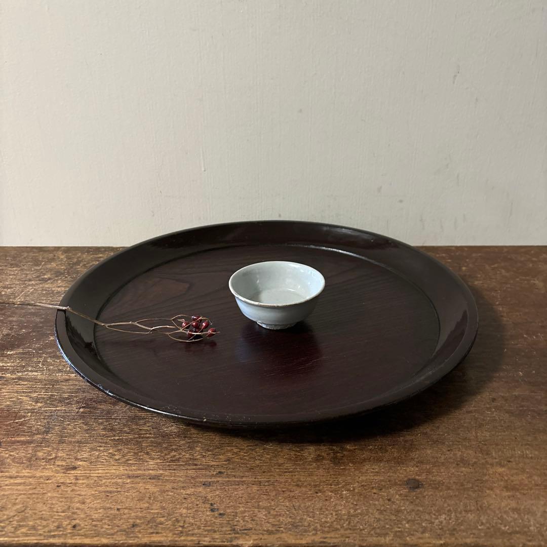 木地盆　丸盆　栗盆　くり抜き盆　骨董　アンティーク　 茶懐石　古美術　酒器　李朝