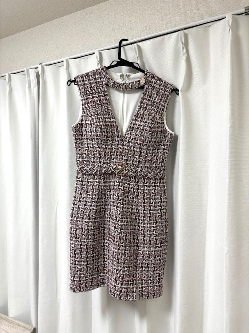 ROBE de FLEURS Glossy ツイードミニドレス