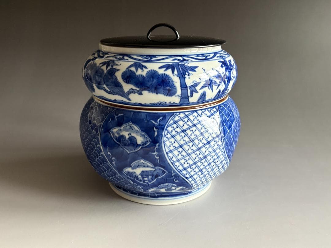 陳金海　青花祥瑞　水指　茶道具