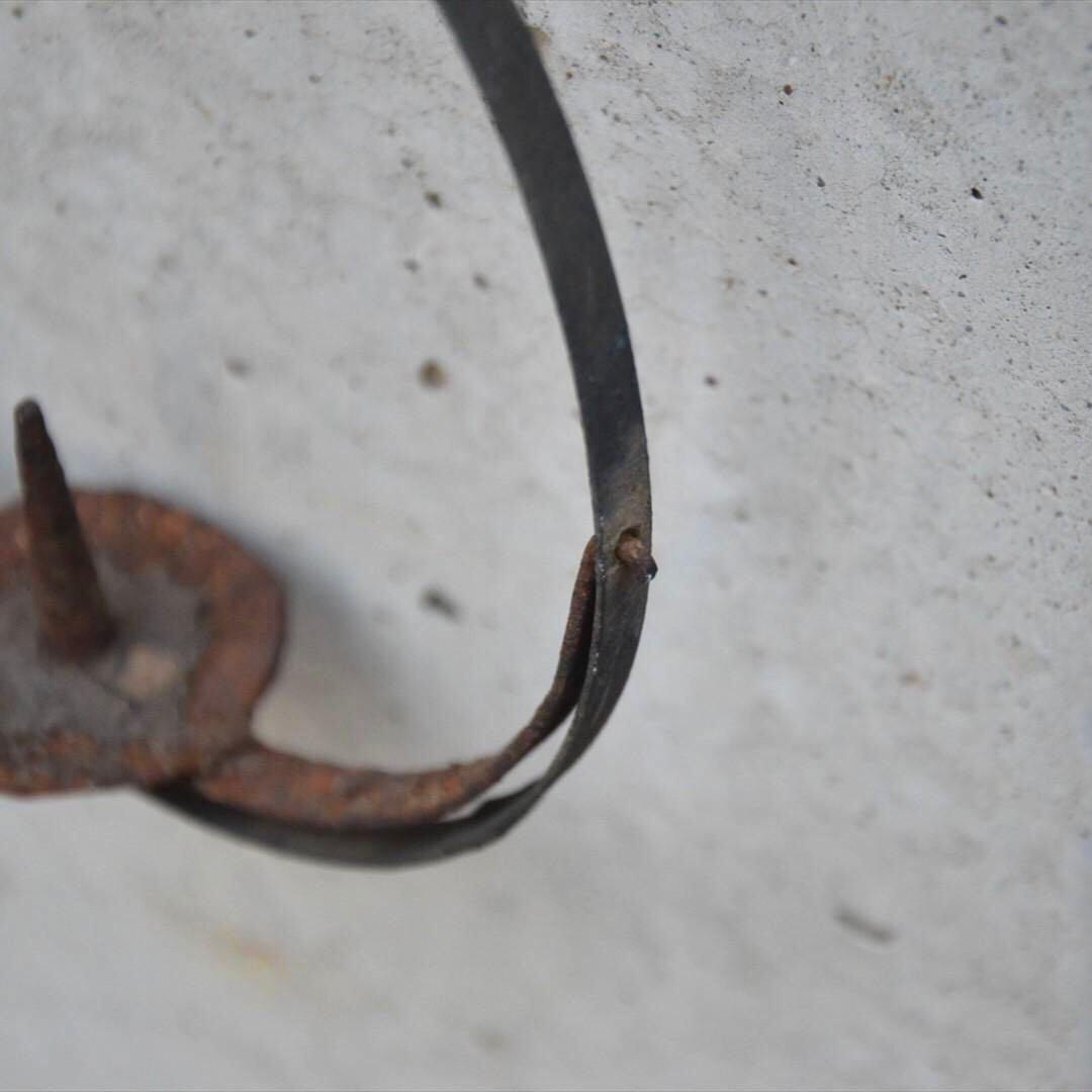 明治時代　鉄製　吊　燭台　円形　オブジェ　骨董品　アンティーク　e