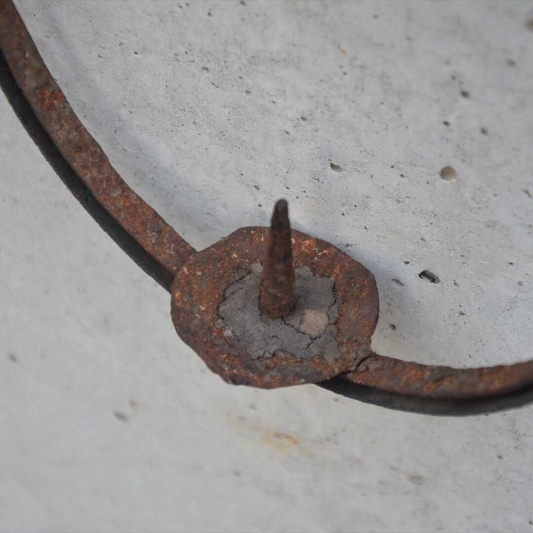 明治時代　鉄製　吊　燭台　円形　オブジェ　骨董品　アンティーク　e