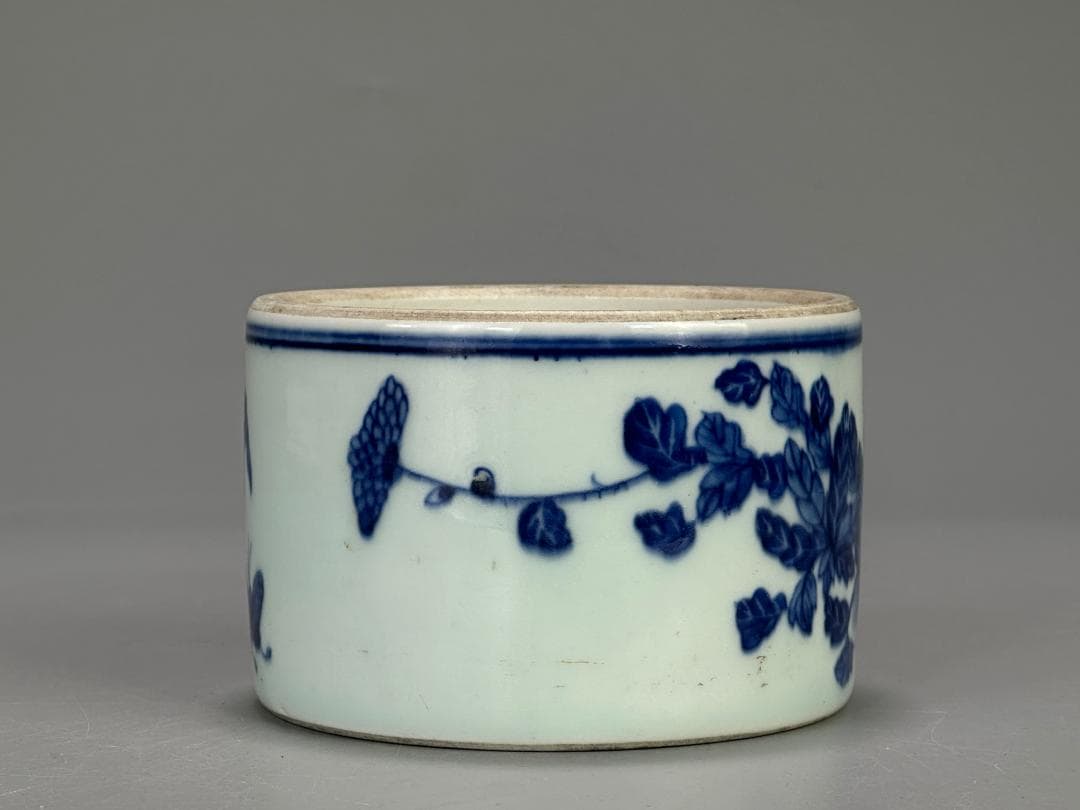 中国美術　清時代　文房具　香道具　青花花蝶文　染付　火入　硯 唐物 旧家蔵出し