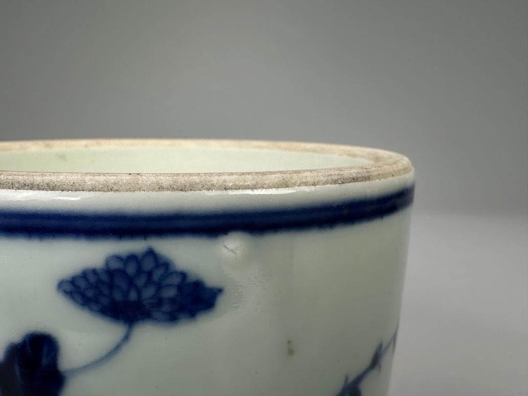 中国美術　清時代　文房具　香道具　青花花蝶文　染付　火入　硯 唐物 旧家蔵出し