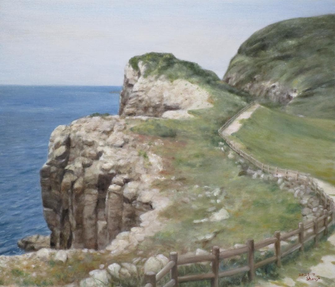 「生月島の磯」真筆油彩 F10 額付