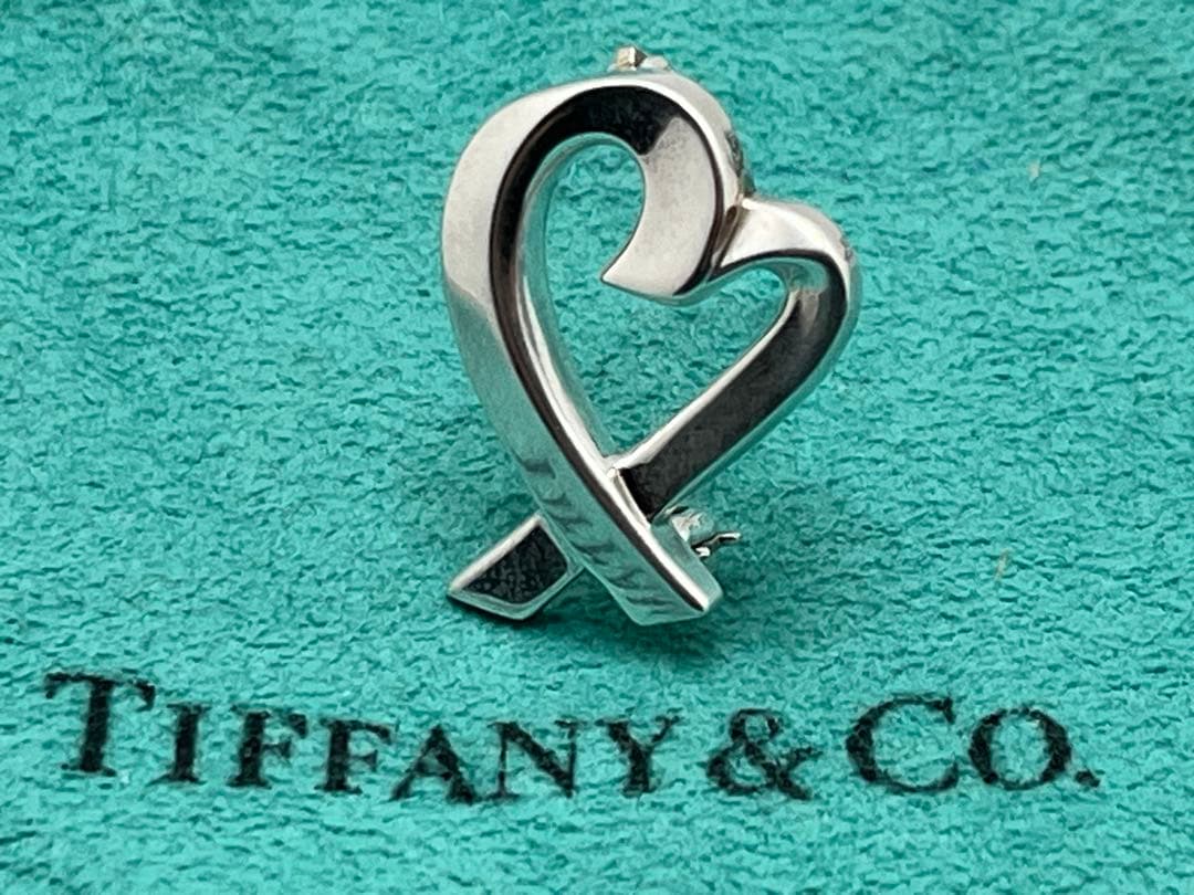 h291 美品　ティファニー　ラビングハート　ブローチ　シルバー　925