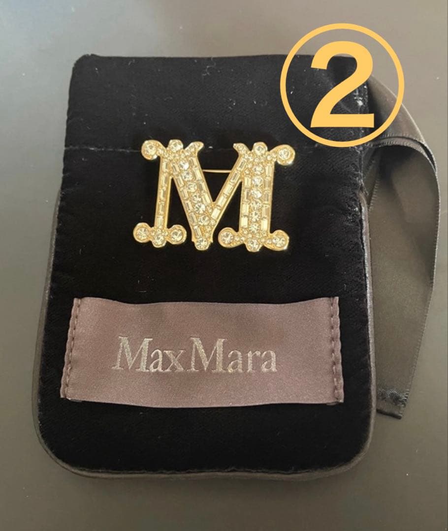 Max mara 訳あり② 定番 クリスタル x ゴールド　ブローチ