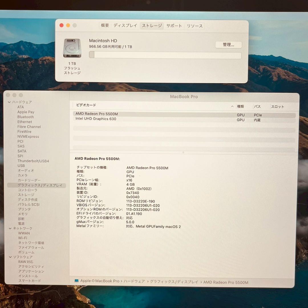 MacBook pro 16インチ 2019 i9 64GB 1TB 管3643