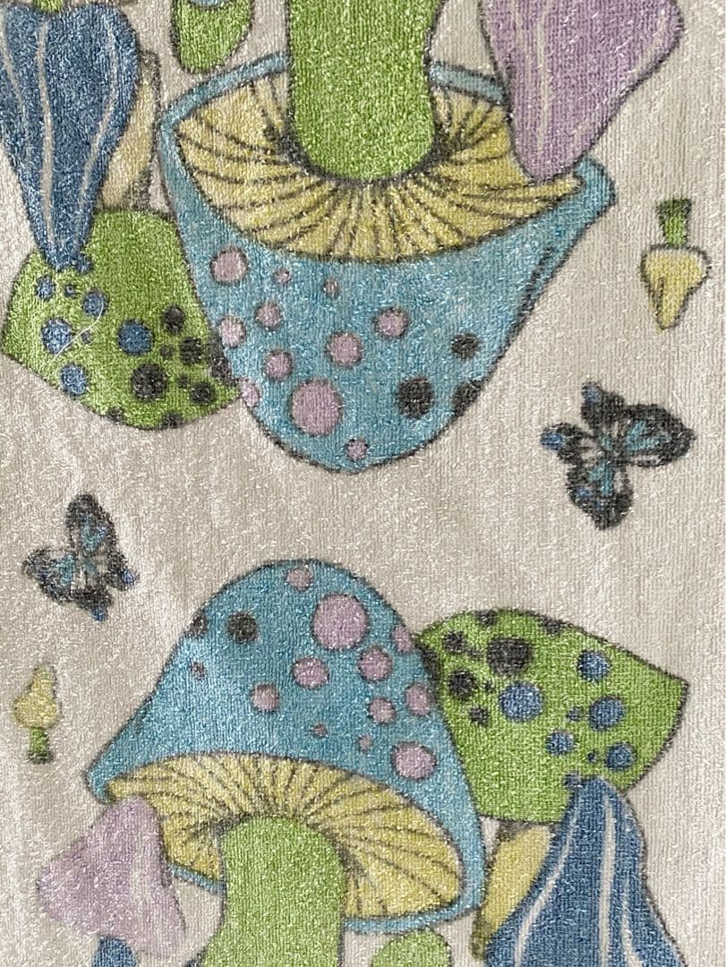 ビンテージ 70s USA きのこ 蝶々 レトロインテリア ハンカチ タオル 飾