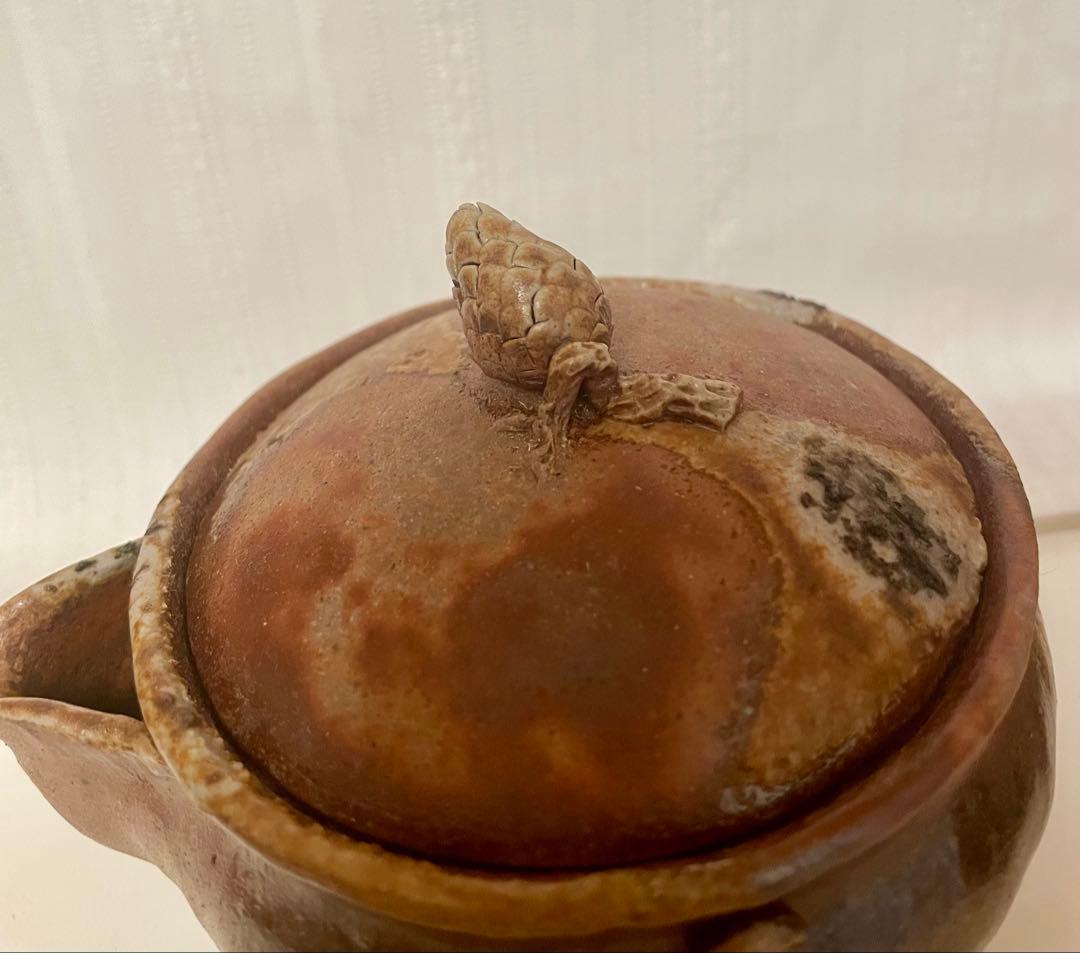 備前焼　煎茶器揃　宝瓶・湯冷し・煎茶椀　松ぼっくり　五郎兵衛窯　木箱付き