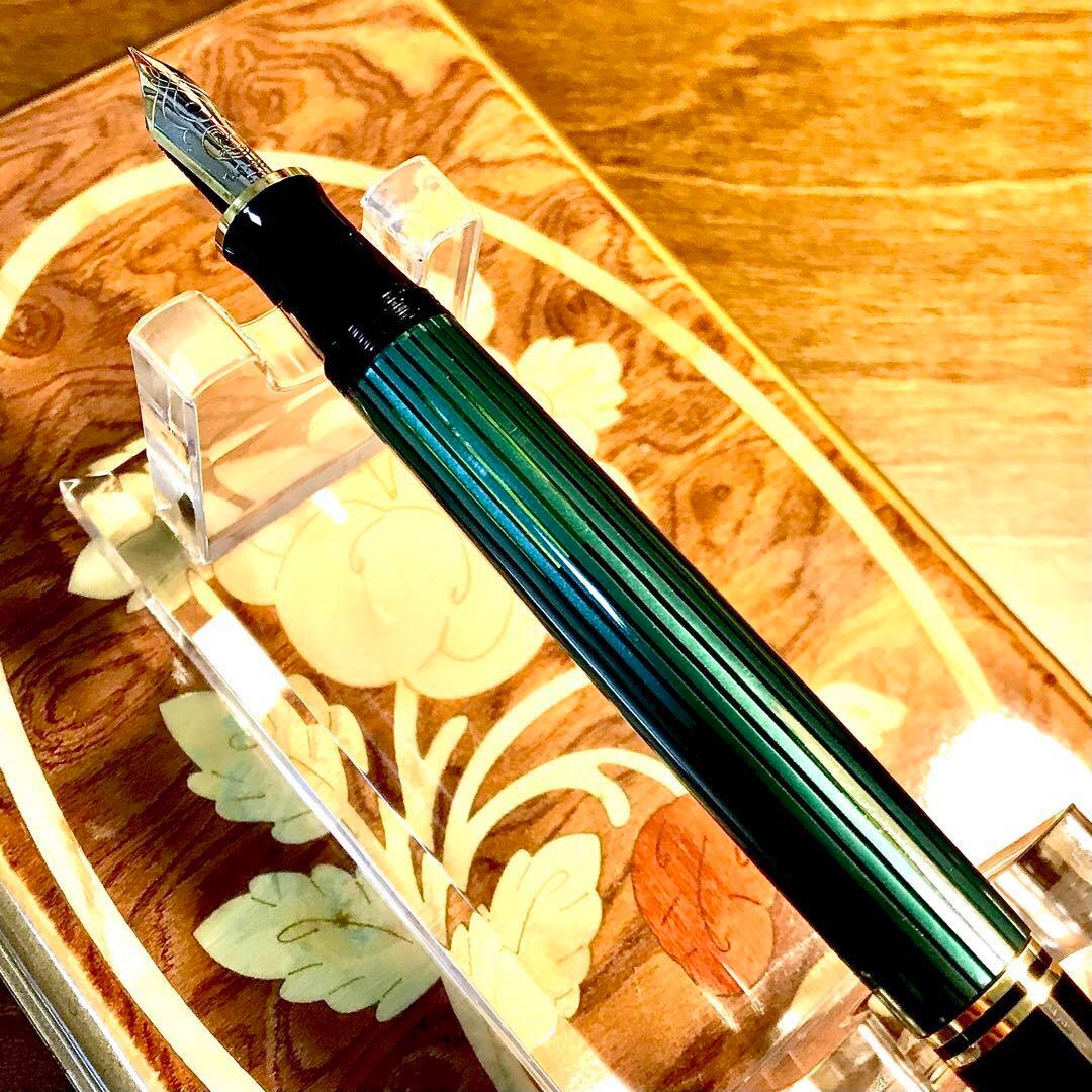 ☆超お勧め☆書き味抜群☆美しいペリカン万年筆M400グリーン縞(EF)