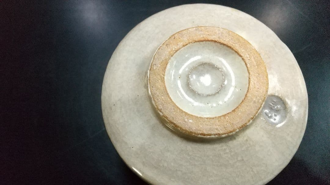 竹桂庵西山造 失透釉 釣鐘図 抹茶茶碗