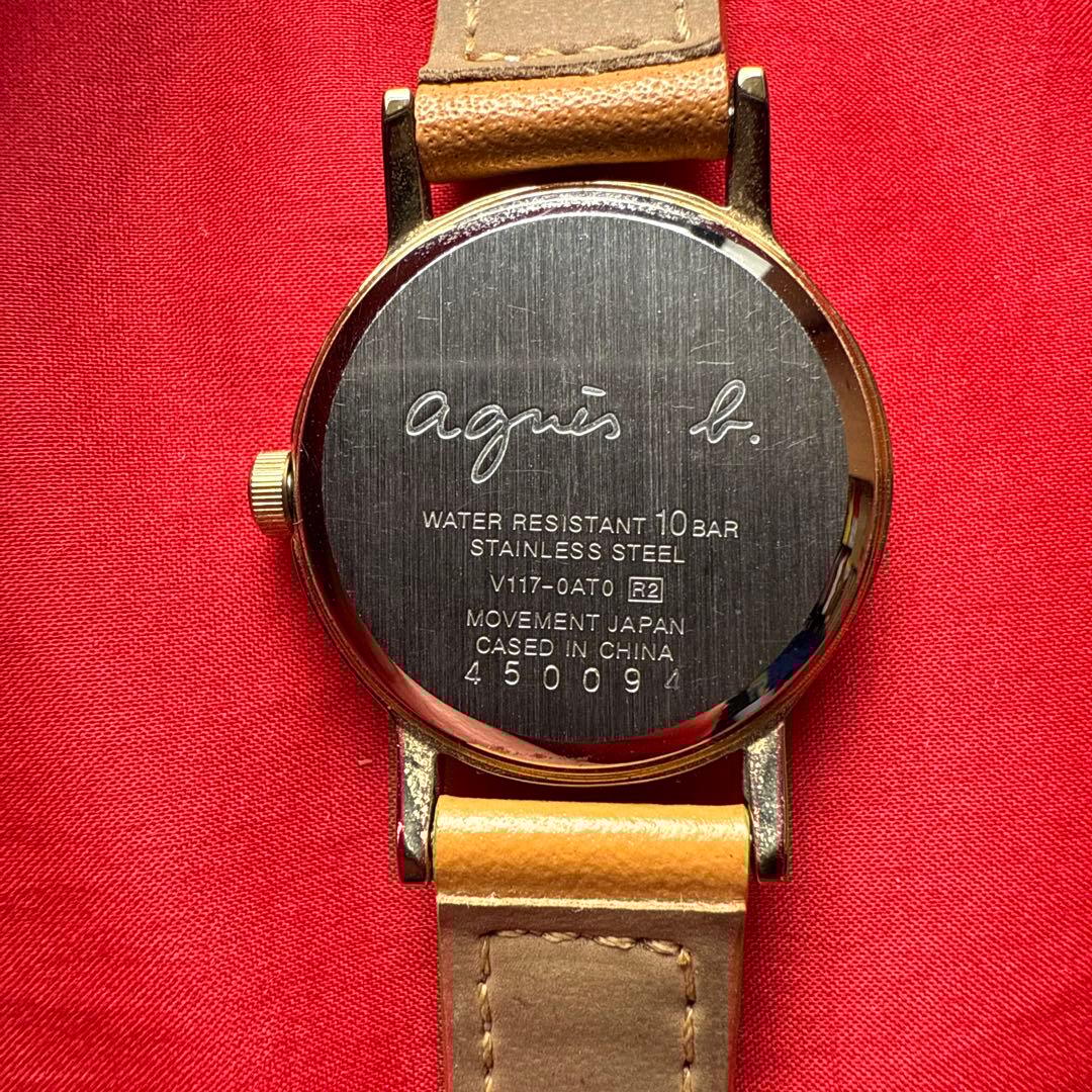 Agnes b. 腕時計 アニエスb SOLAR レザーベルト ゴールド色
