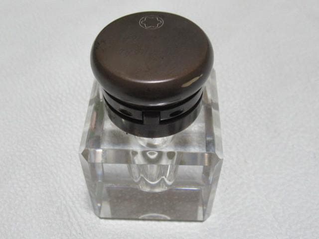 ◆非売品 1970年代！モンブラン クリスタルインクウェル 真鍮製蓋付 インク瓶