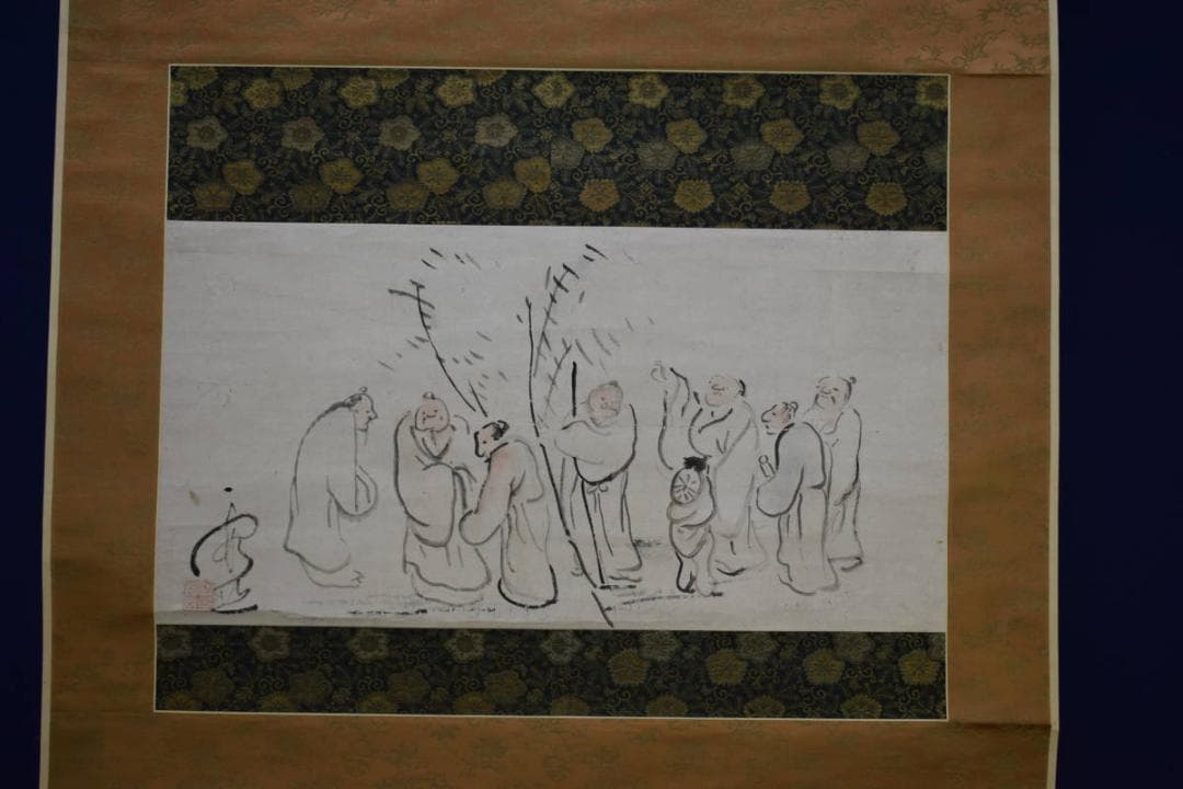 模写/池大雅/竹林七賢人図/絹表装/布袋屋掛軸HF-785