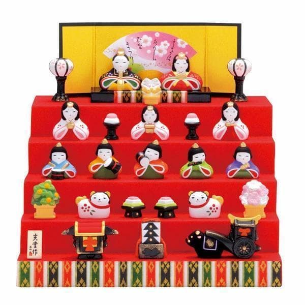 薬師窯　錦彩花かざり雛　五段飾り　ひな人形　新品　ひな祭り　お雛様　ミニチュア