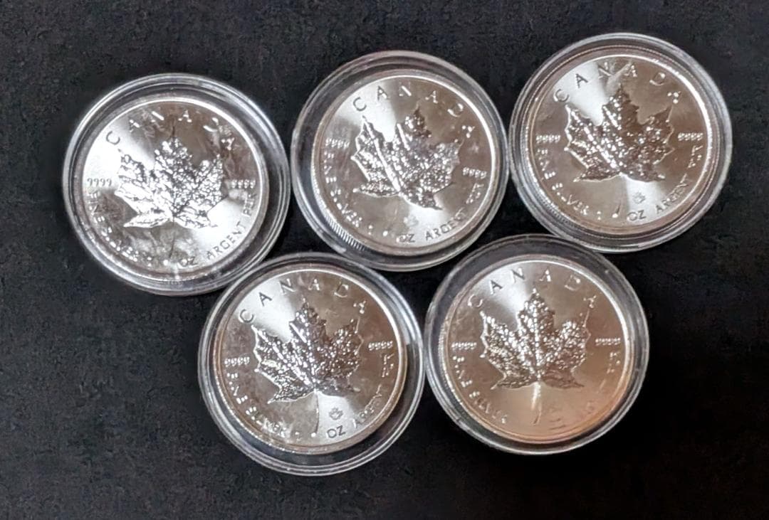 カナダ・メープルリーフ銀貨 1オンス 5ドル 2021年【5枚】