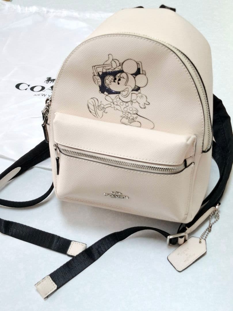 【COACH × Disney】ミニーマウス ミニリュック ホワイト レザー