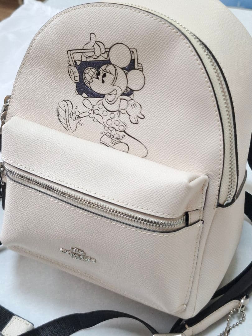 【COACH × Disney】ミニーマウス ミニリュック ホワイト レザー