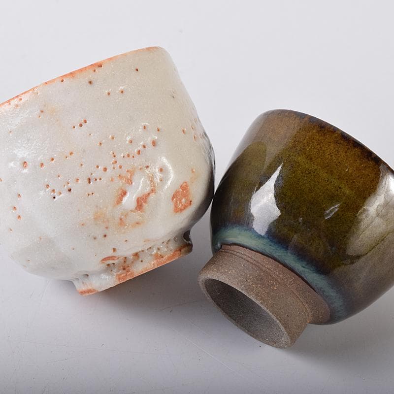 萩焼　十三代坂田泥華作など　ぐい呑み　十種　黒田陶々庵極め箱　M　R8426