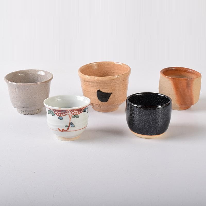 萩焼　十三代坂田泥華作など　ぐい呑み　十種　黒田陶々庵極め箱　M　R8426