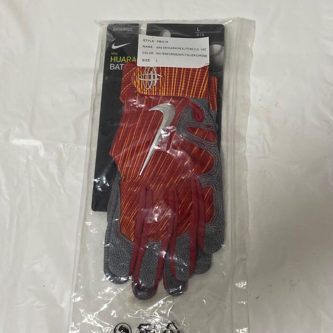 NIKE ハラチ エリート オレンジ×グレー Lサイズ バッティンググローブ