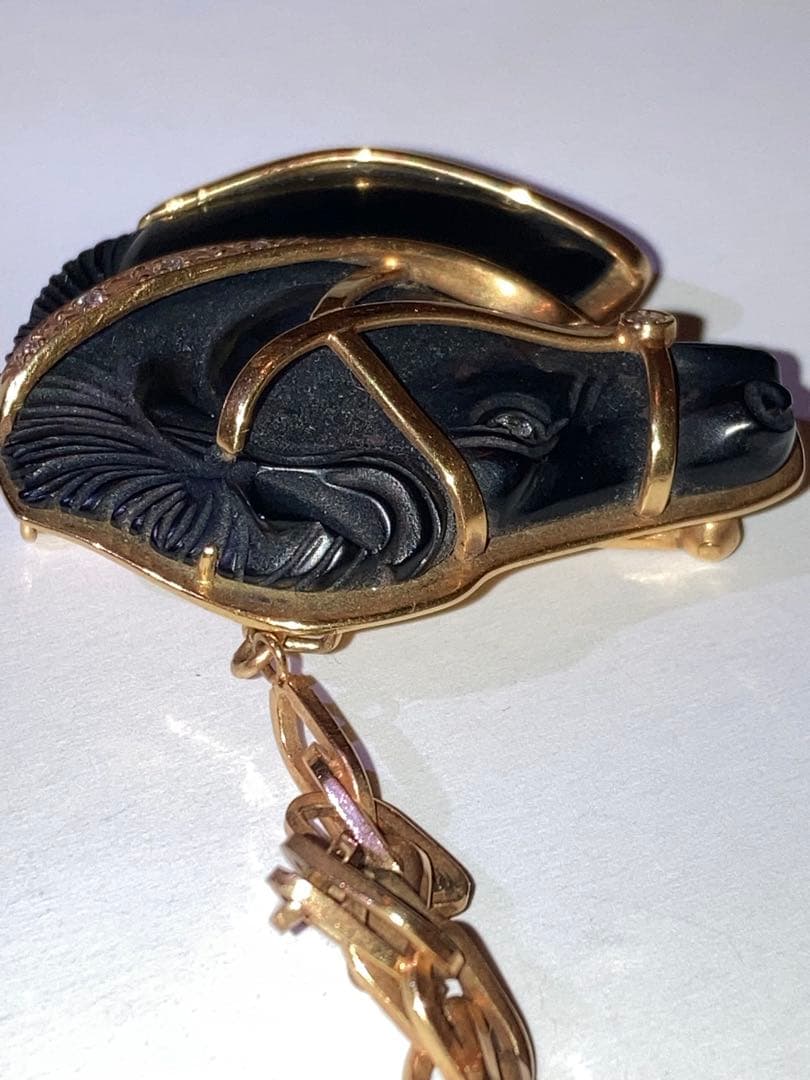 ［希少］K18 金18 ダイヤ ブローチ 馬