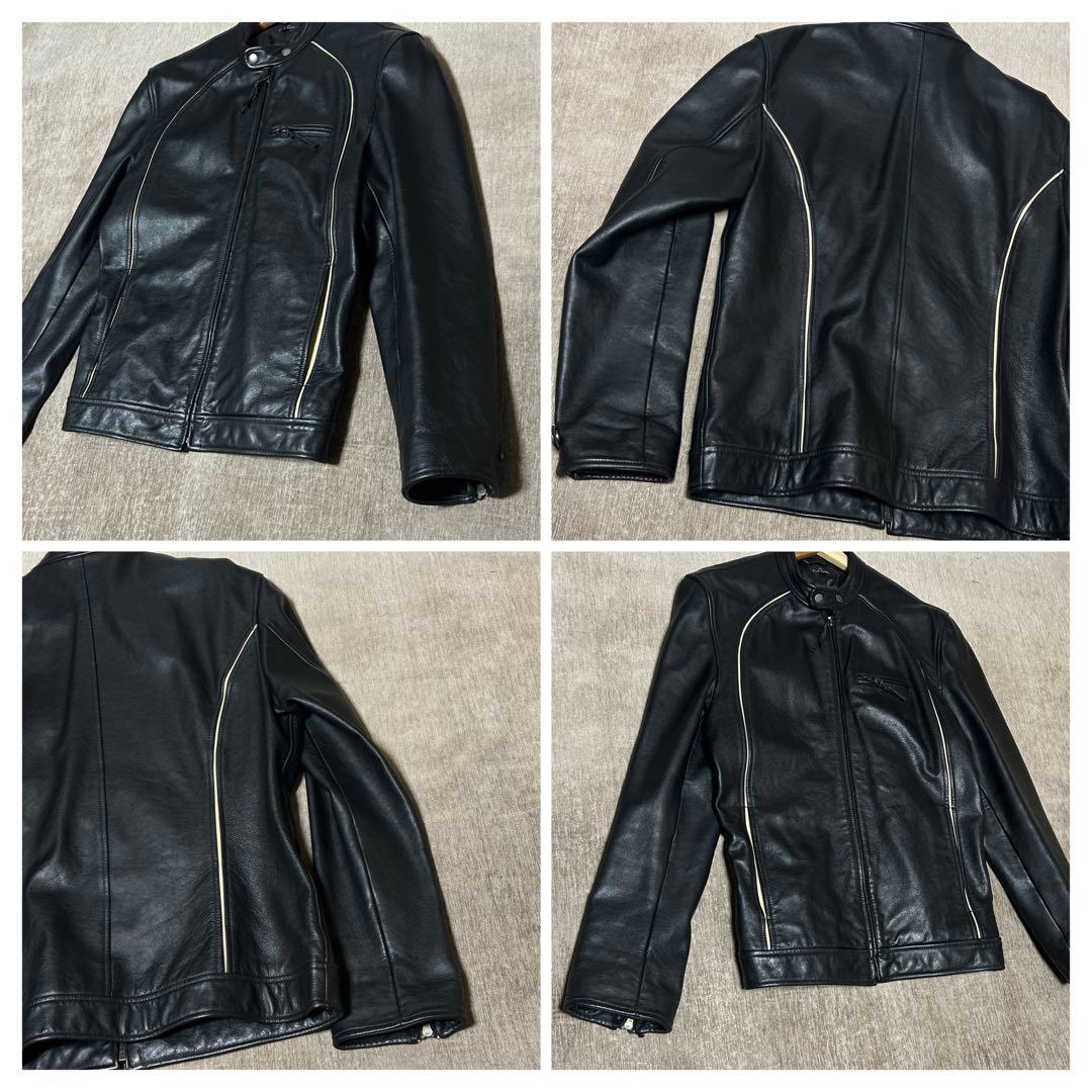 美品　PS PaulSmith シングルライダースジャケット　(L) 牛革　黒