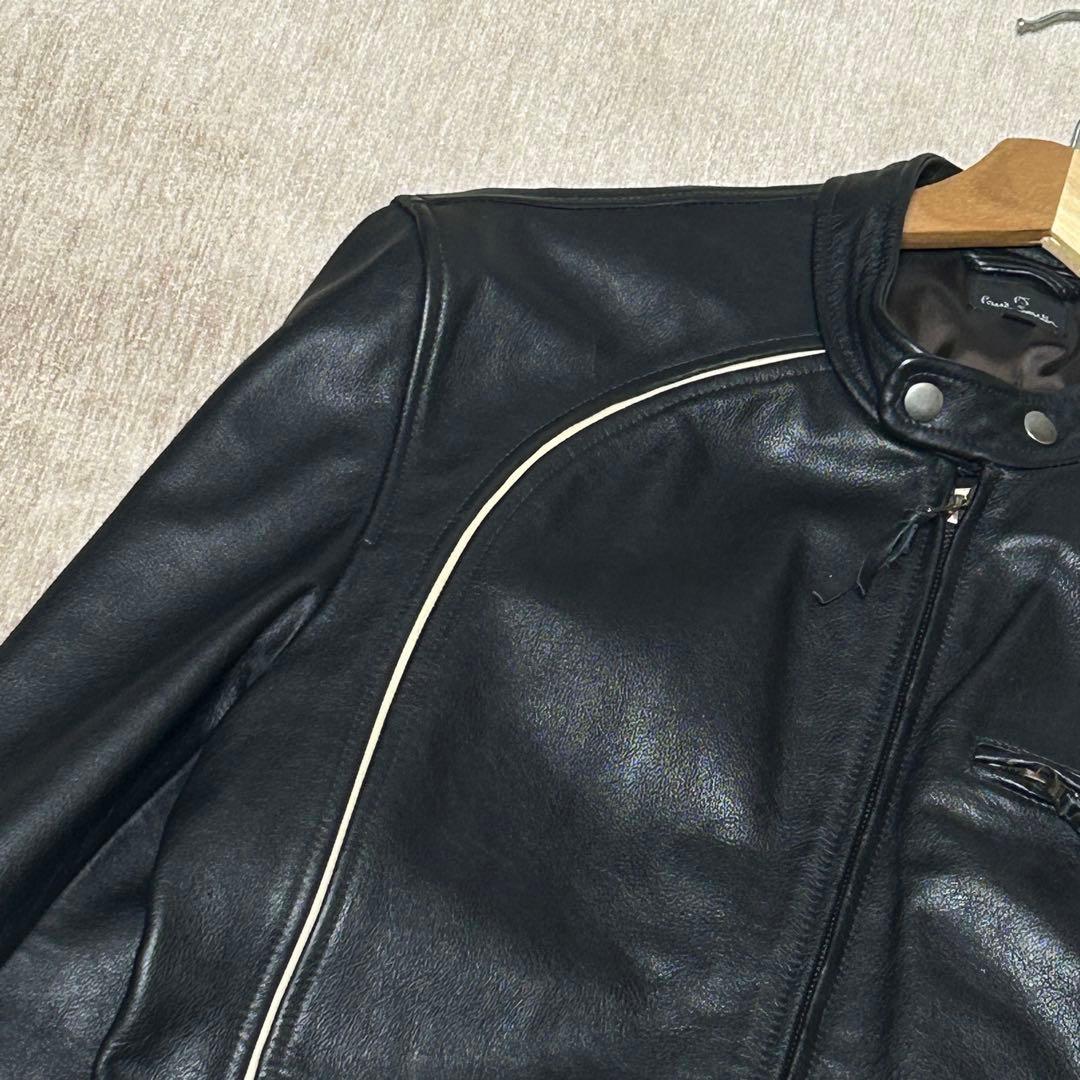 美品　PS PaulSmith シングルライダースジャケット　(L) 牛革　黒