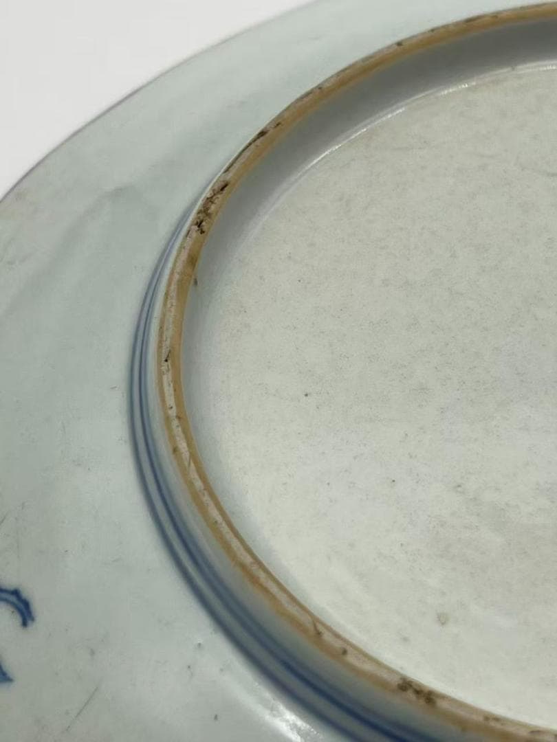 清乾隆時代 【大清乾隆年製】在銘 染付 青花蓮花文盤 官窯瓷器 (A-101)