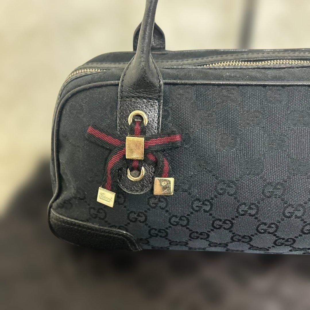 【美品】GUCCI プリンシー GGキャンバス ミニボストンバッグ 肩掛け 黒