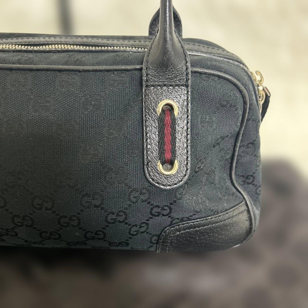 【美品】GUCCI プリンシー GGキャンバス ミニボストンバッグ 肩掛け 黒