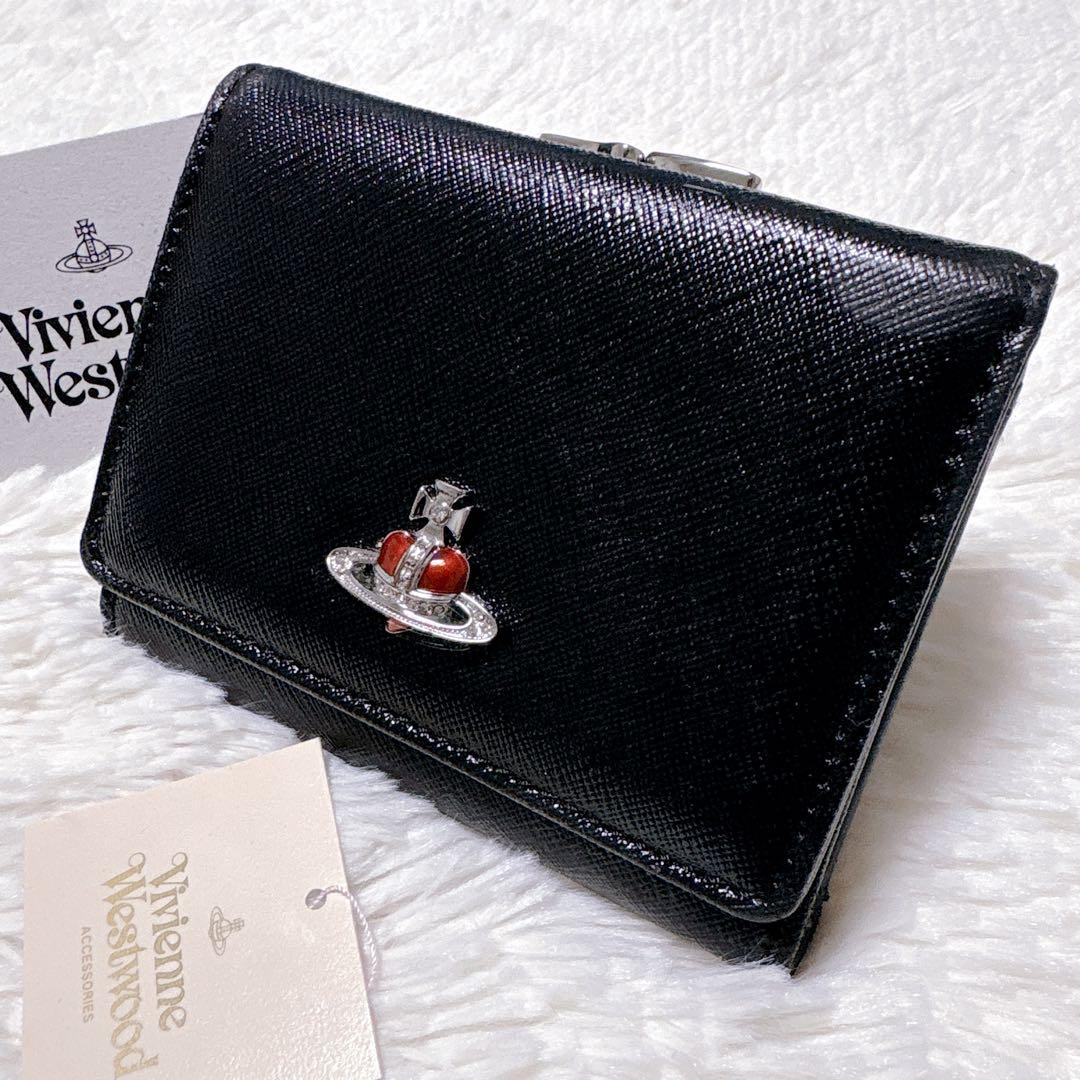 ♡希少♡ヴィヴィアンウエストウッド ディアマンテ ハート がま口 三つ折り財布