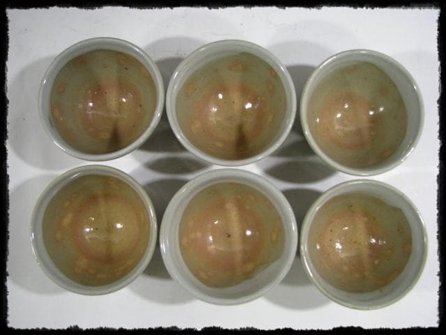 十五代 坂倉 新兵衛 萩 掛分 茶碗６客 急須 茶器揃 茶道具  hk445