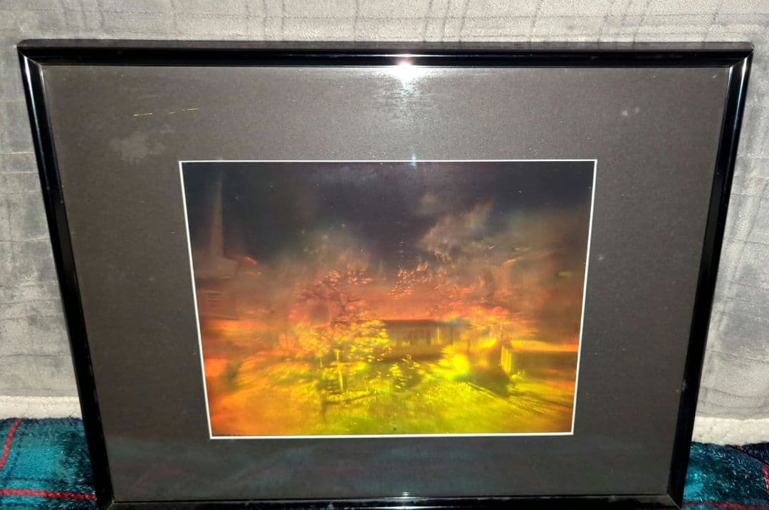 【3Dアート】ガラス製　額入り　古民家　風景