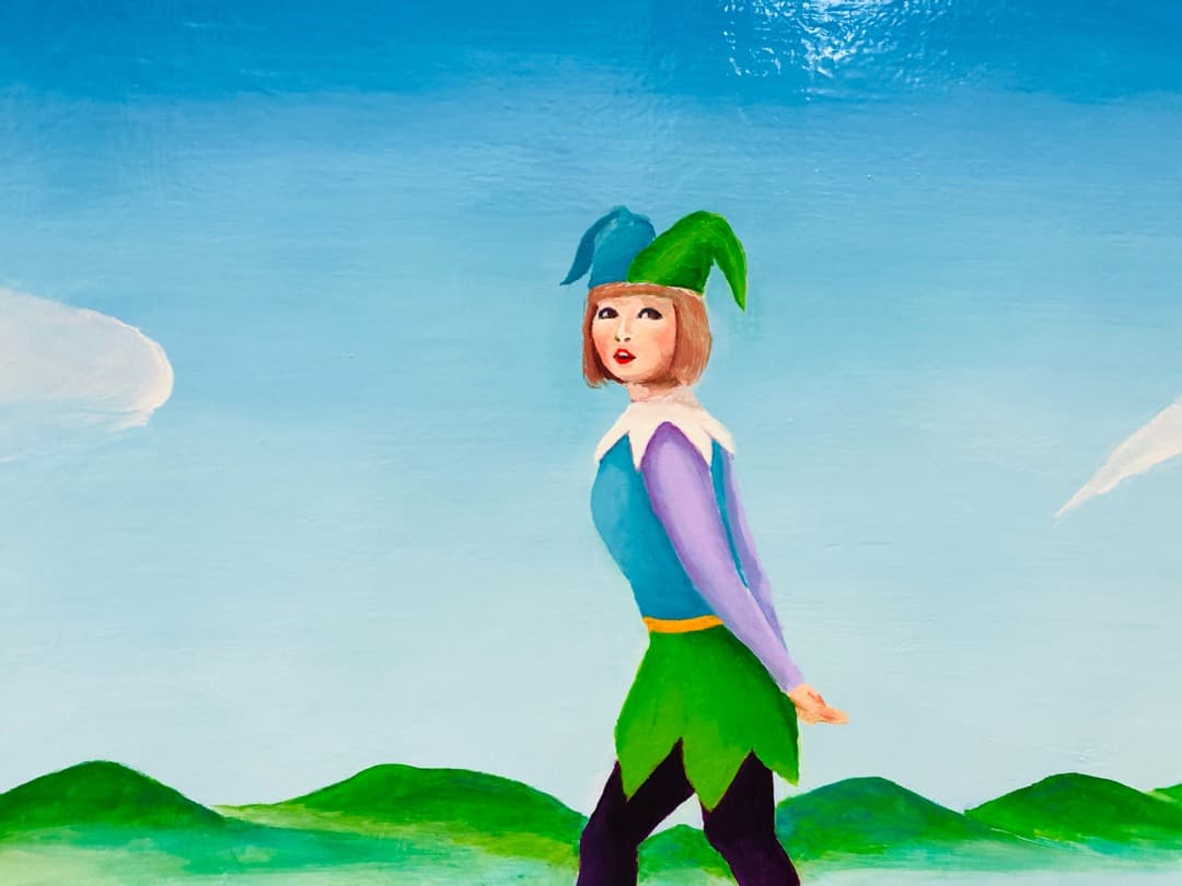 ウォーキングピエロ　アルルカン　絵画　油絵　絵　アート　インテリア　額入り