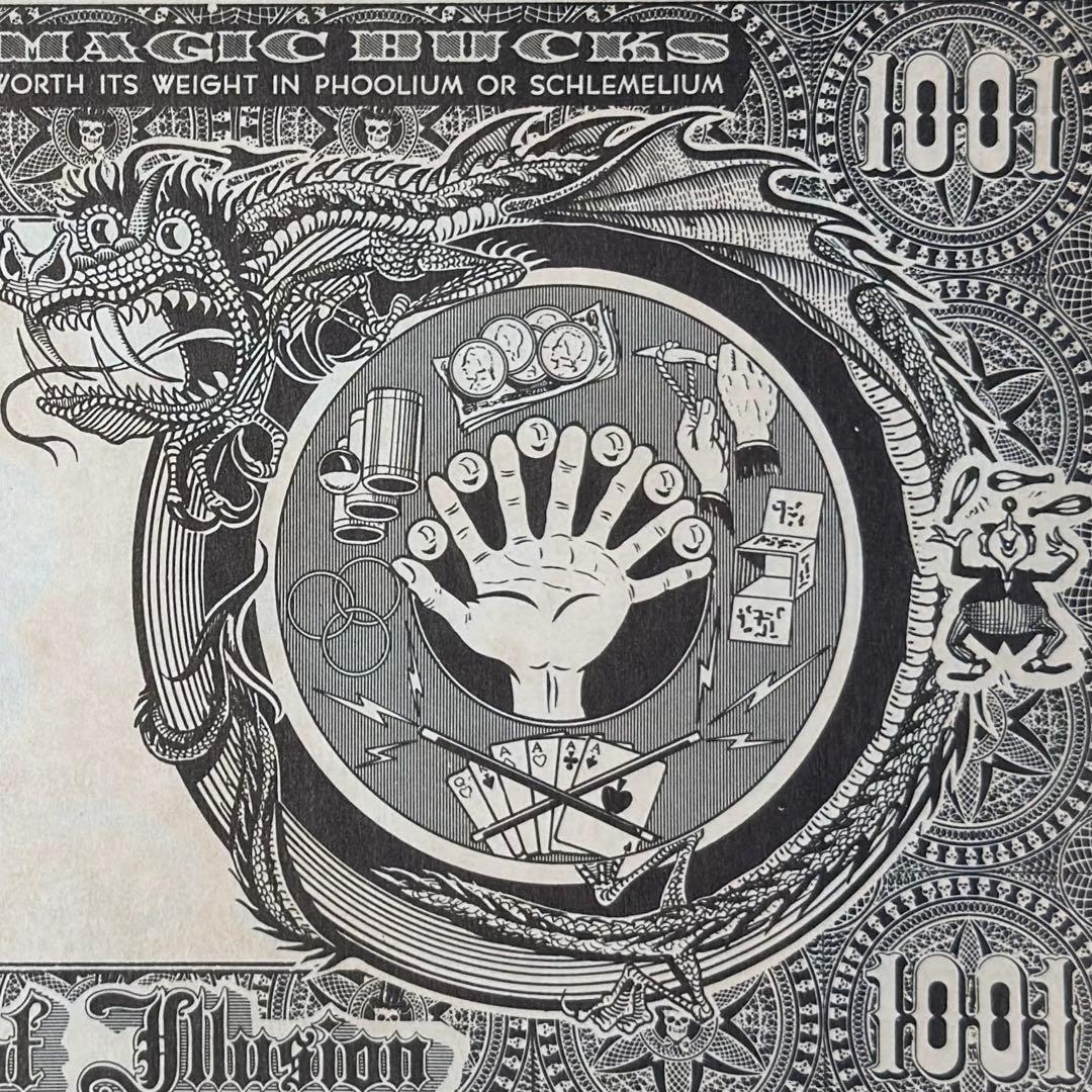 希少 激レア 50sヴィンテージ マジック通貨 ポスター ペーパーアート スカル