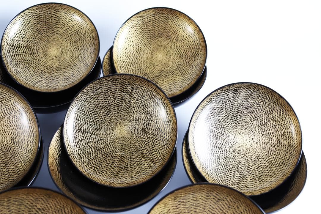 輪島塗 松葉沈金 煮物椀 十客 共箱