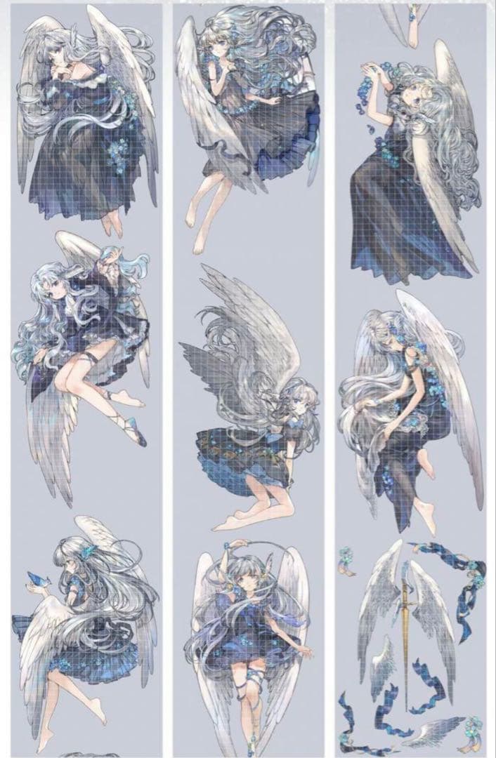 《在庫ラスト❗️処分セール》海外人物　マスキングテープ　墨魚 14点　⚠️ホロpet