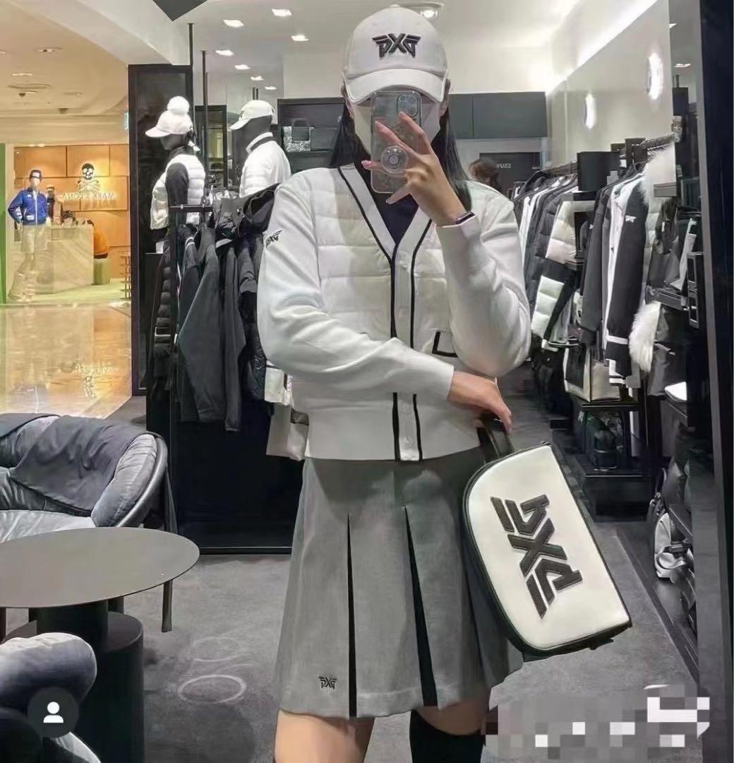 PXG ゴルフ レディース ニットダウン カーディガン ジャケット 長袖 白L