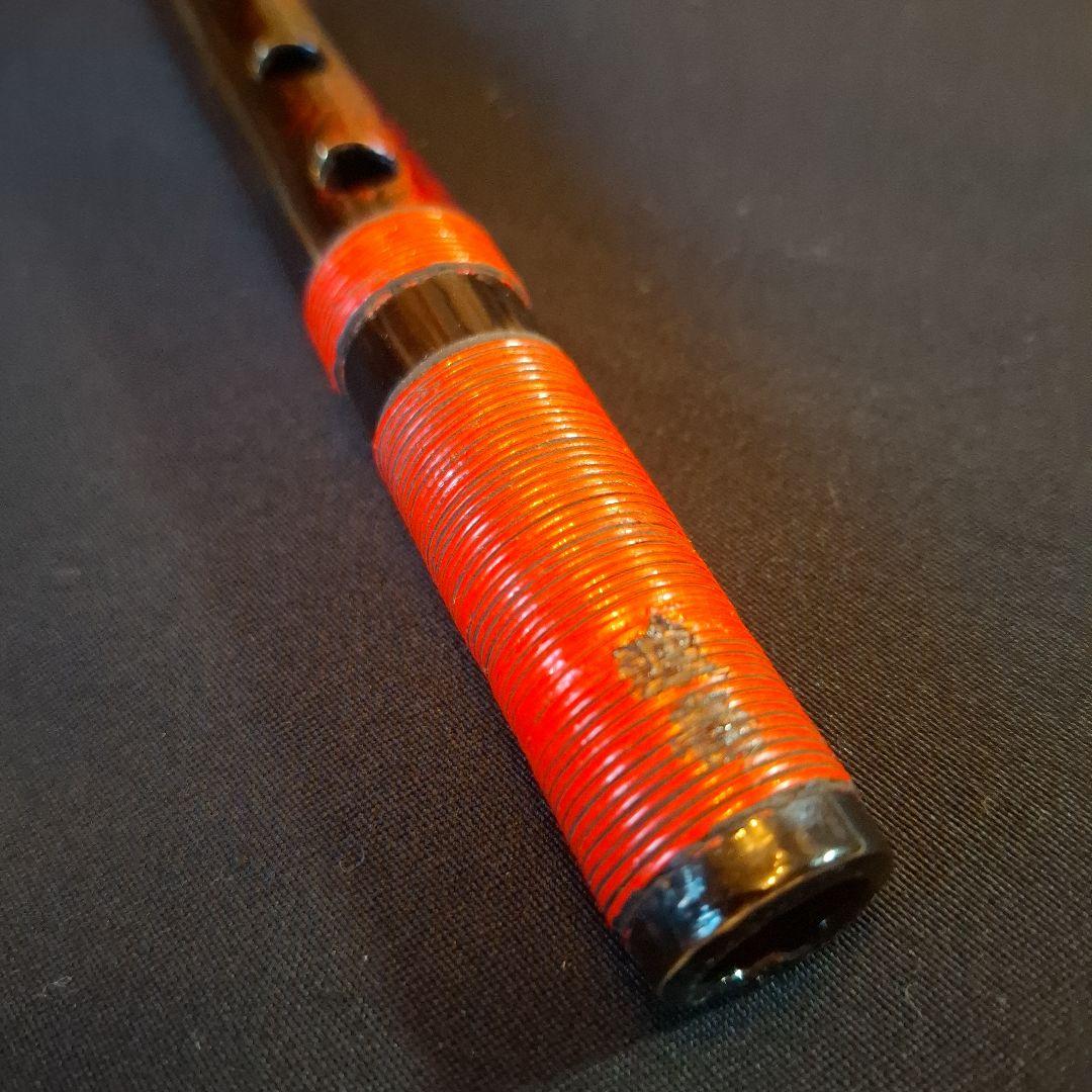 篠笛　古典調　7穴　五本調子　天地藤巻き　超鐵仕様　黒地／赤①