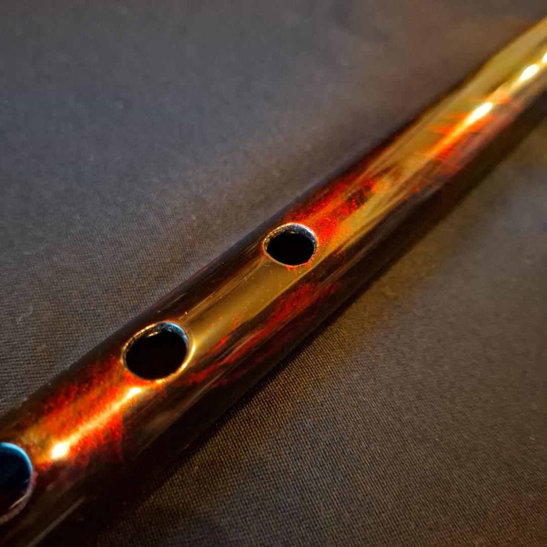篠笛　古典調　7穴　五本調子　天地藤巻き　超鐵仕様　黒地／赤①