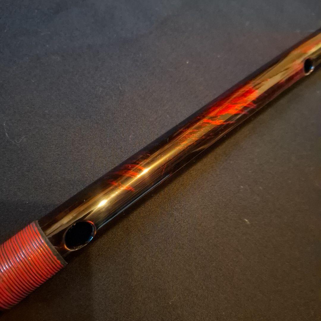 篠笛　古典調　7穴　五本調子　天地藤巻き　超鐵仕様　黒地／赤①